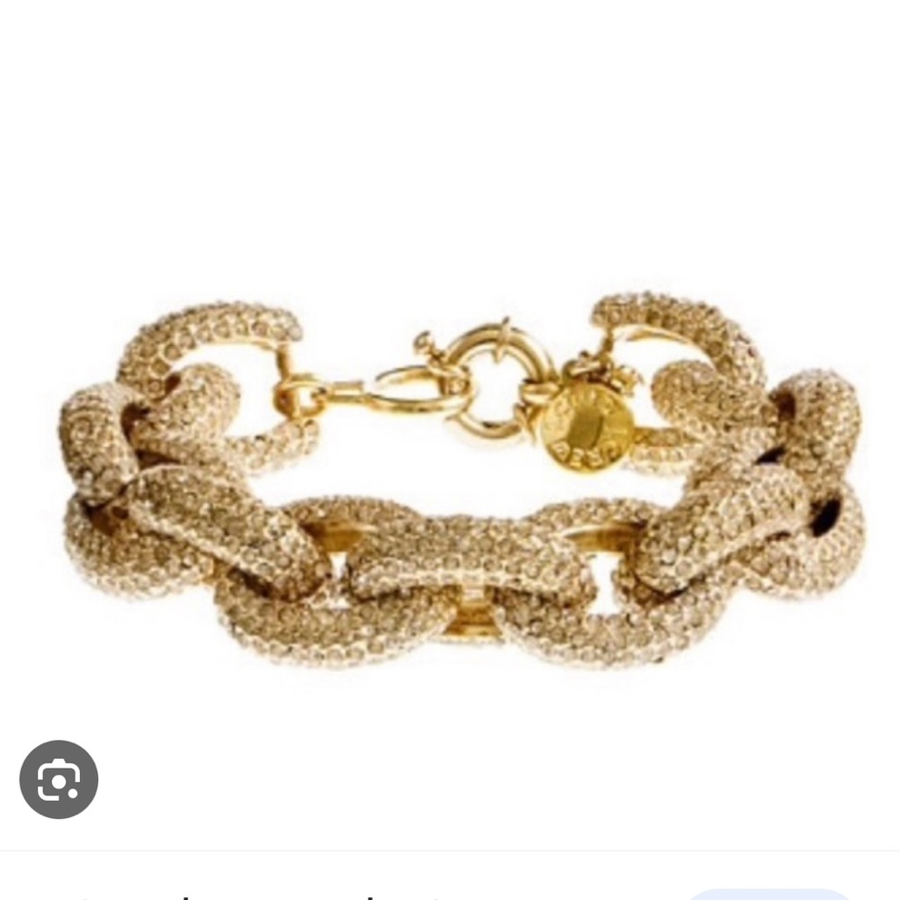 J Crew Gold Pave Large Link Bracelet 8.5”